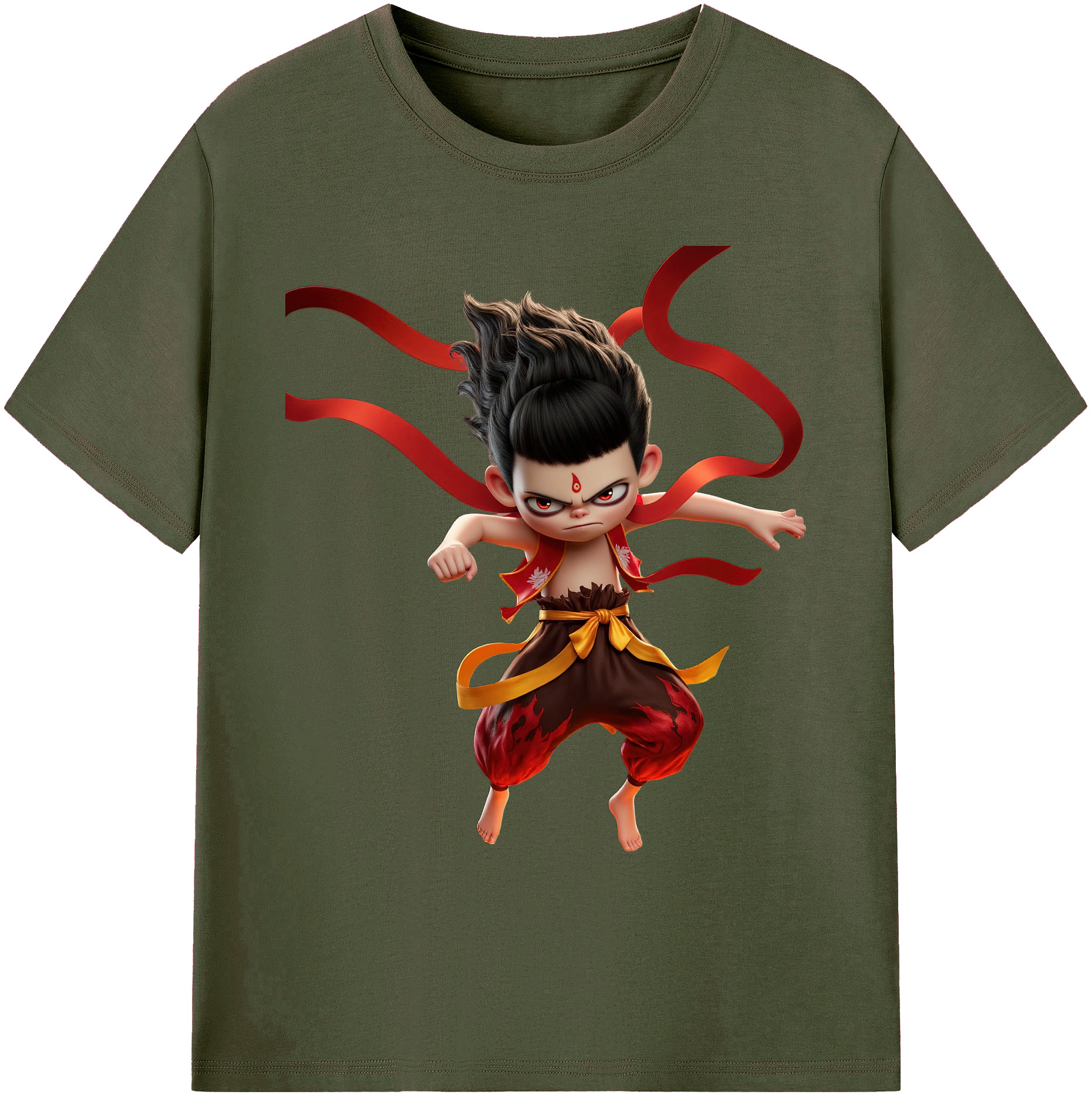 （画像用） Ne Zha 2 ナタ 魔童の大暴れ 綿100％ メンズ半袖Tシャツ｜肌触りやわらか＆通気性